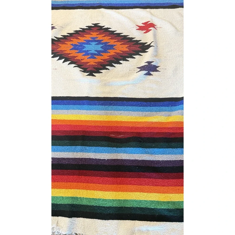 El Paso Saddleblanket Rainbow Serape Woven Blanket 80x49 Southwestern Aztec‎